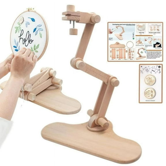 HOT 360 Rotation Adjustable Embroidery Hoop Holder Wooden Desktop Stand CrossStitch Rack Frame DIYSewing No Cloth