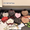 thumbnail image 3 of Bolsa De Caja De Amor De Alta Calidad , Mensajero Con Cadena A Juego De Doble Cremallera Estampado De Cereza De Corazón , Bolso Femenino Portátil De Hombro , Con Regalo, 3 of 4