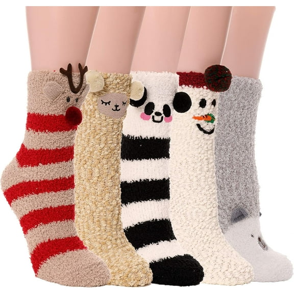 Fuzzy Socks for Women Teen Girls Fluffy Christmas Cozy Slipper Cabin Soft Winter Warm Fleece Socks