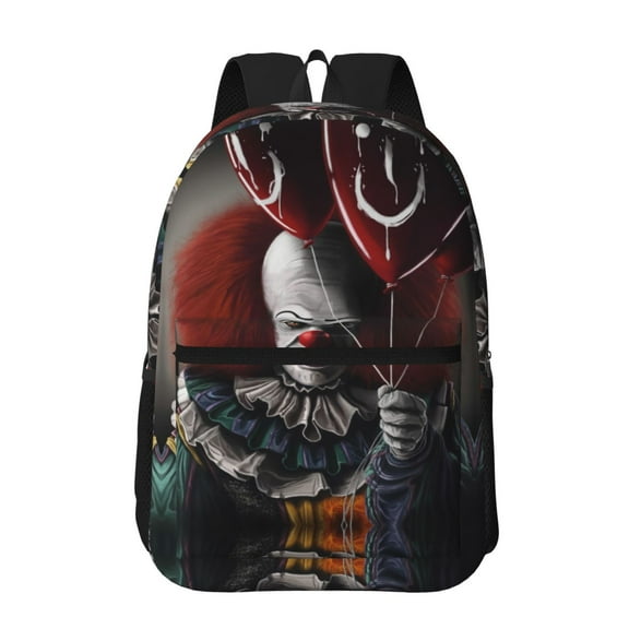 Pennywise Backpack Printed School Book Bag Travel Daypack 17in Rucksack With Pockets for Men Women
