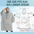 thumbnail image 4 of Oversized Wearable Blanket Hoodie,Gray White Checkered Pattern Sherpa Blanket Hoodie with Super Pockets,Super Warm Fuzzy Pullover for Women & Men, 4 of 6