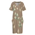 thumbnail image 6 of Muted Brown Leafy Pattern Repeat Loose Pocket Dress Dresses Summer Summer Dresses for Women, 6 of 9