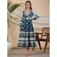 thumbnail image 2 of Juniper The Madhubala Rayon Blue Ethnic Motif Printed Maxi Dress, 2 of 5