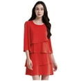 thumbnail image 1 of YiZYiF Adult Ruffle Short Sleeves Layered Evening Gown Crew Neck Formal Dress For Wedding Women Red XL, 1 of 5