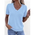 thumbnail image 3 of PRETTYGARDEN Womens Short Sleeve Sweater V Neck Trendy Pullover Tops Summer Spring Loose Lightweight Casual Blouse, 3 of 10