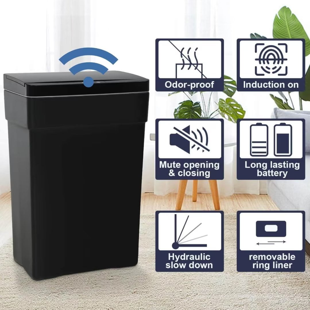 13 Gallon Kitchen Trash Can, Automatic Garbage Can with TouchFree