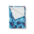 thumbnail image 2 of Aqua Soft Flannel Fleece Throw Blanket, Cartoon Style Marine Life Pattern with Whales Seaweed and Little Fishes, Cozy Plush for Indoor and Outdoor Use, 50" x 60", Blue White Orange, by Ambesonne, 2 of 5
