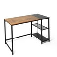 thumbnail image 2 of CAPHAUS Computer Desk, 47 Inch Home Office Desk, Study Writing Desk with 2-Tier Storage Shelves, Simple Industrial Modern Laptop Workstation with Splice P2 Grade Wooden Board, Rustic Oak and Black, 2 of 8