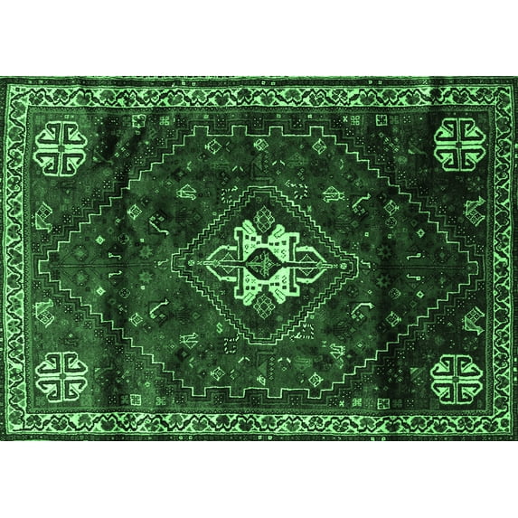 Ahgly Company Indoor Rectangle Persian Emerald Green Traditional Area Rugs, 2' x 4'