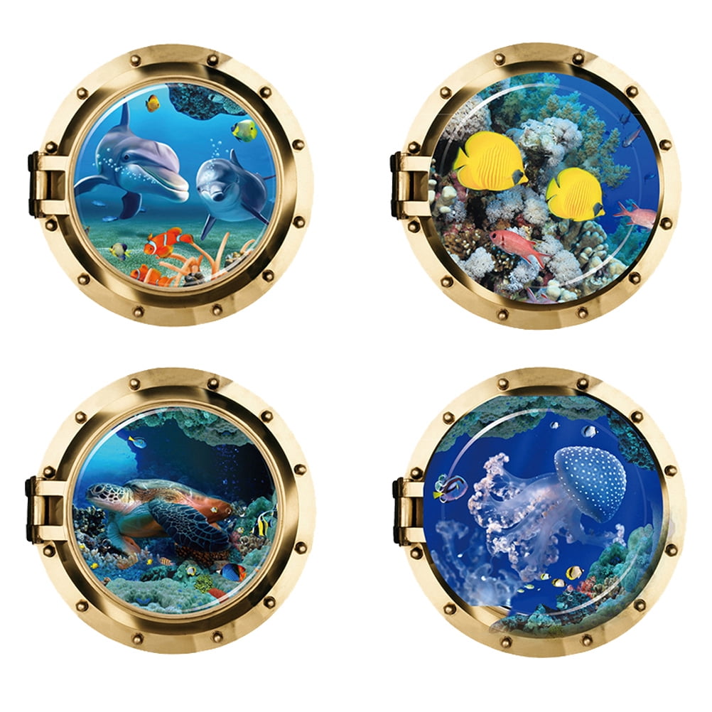 Wall Sea Porthole Sticker Ocean Stickers Decals World Window Creature ...