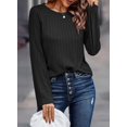 thumbnail image 2 of Top Dokotoo de manga larga para mujer, otoño 2024, talla grande, color negro, 2 of 5
