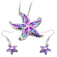thumbnail image 2 of Women's Fashion Opal Starfish Necklace Earings Set, 2 of 2
