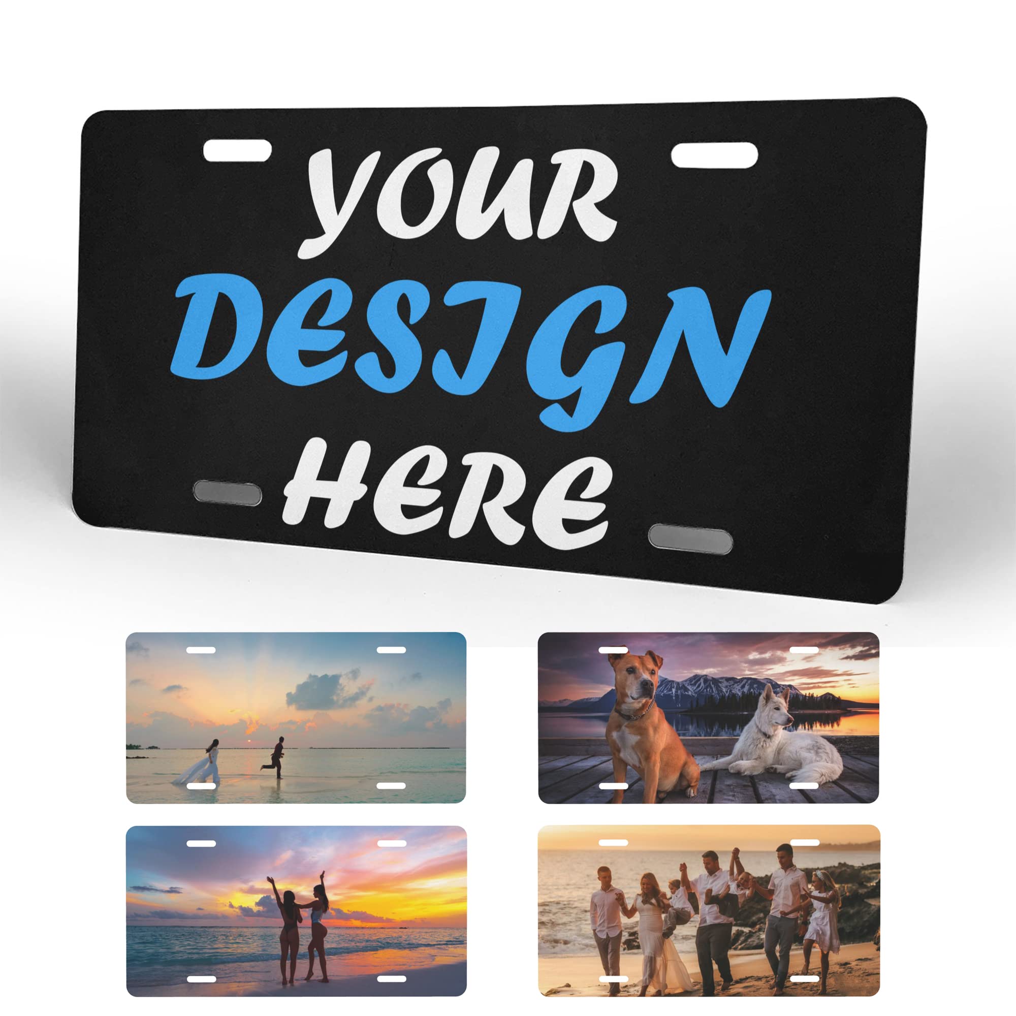 Custom License Plate with 4 PreInstalled Slots Personalized Front