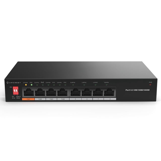 Switch Amcrest AGPS8E4P-AT-60-V2 de 8 puertos con 4 puertos POE+