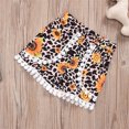 thumbnail image 4 of Toddler Outfits for Girls 2 Piece Crew Neck Letter Print Short Sleeve Top And Sunflower Leopard Shorts Beach Girls' Clothing Sets White 2 Years-3 Years, 4 of 4