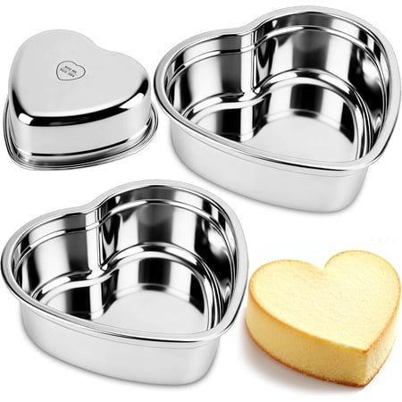 6 Inch Heart Cake Pan Set of 2, Nonstick Heart Shaped Cake Pans for Layer cakes, Durable Stainless Steel Cake Baking Pans Tins for Valentine's Day/Thanksgiving/Wedding/Anniversary, Dishwasher Safe