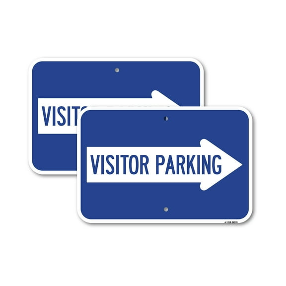 (2 Pack) Visitor Parking (With Right Arrow) | 18" X 24" Heavy-Gauge Aluminum Sign | Rust Free Aluminum, Weather Resistant, Waterproof, Fade Resistant, 2 Pre-drilled Holes