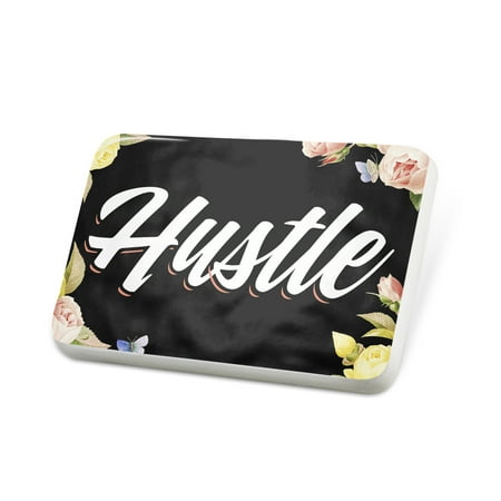 Porcelein Pin Floral Border Hustle Lapel Badge – NEONBLOND
