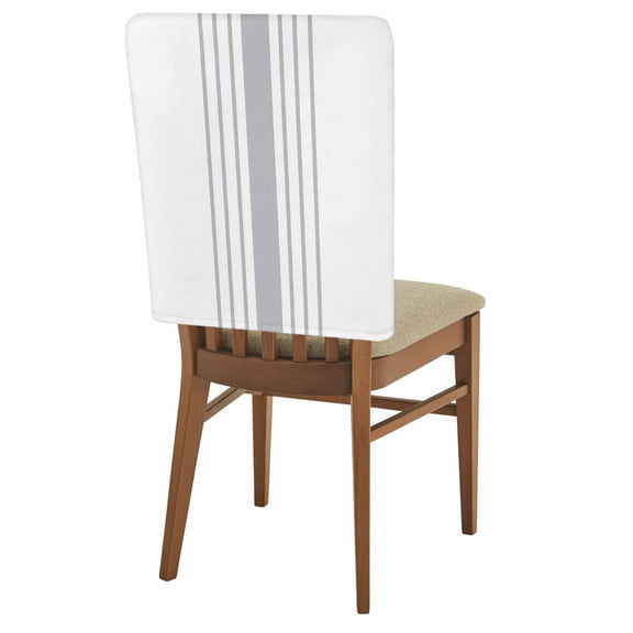 Modern Gray Striped Chair Back Covers Set of 1, Simple White Background Stretch Dining Chair Back Slipcovers Removable Seat Cover for Kitchen Restaurant Hotel Cafe