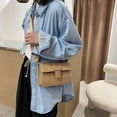 thumbnail image 1 of Bolso de hombro con correa ancha y estampado de celosía para Likrtyny mujer bandolera de cuero PU suave con solapa con broche cruzado cuadrado de viaje 2021, 1 of 8