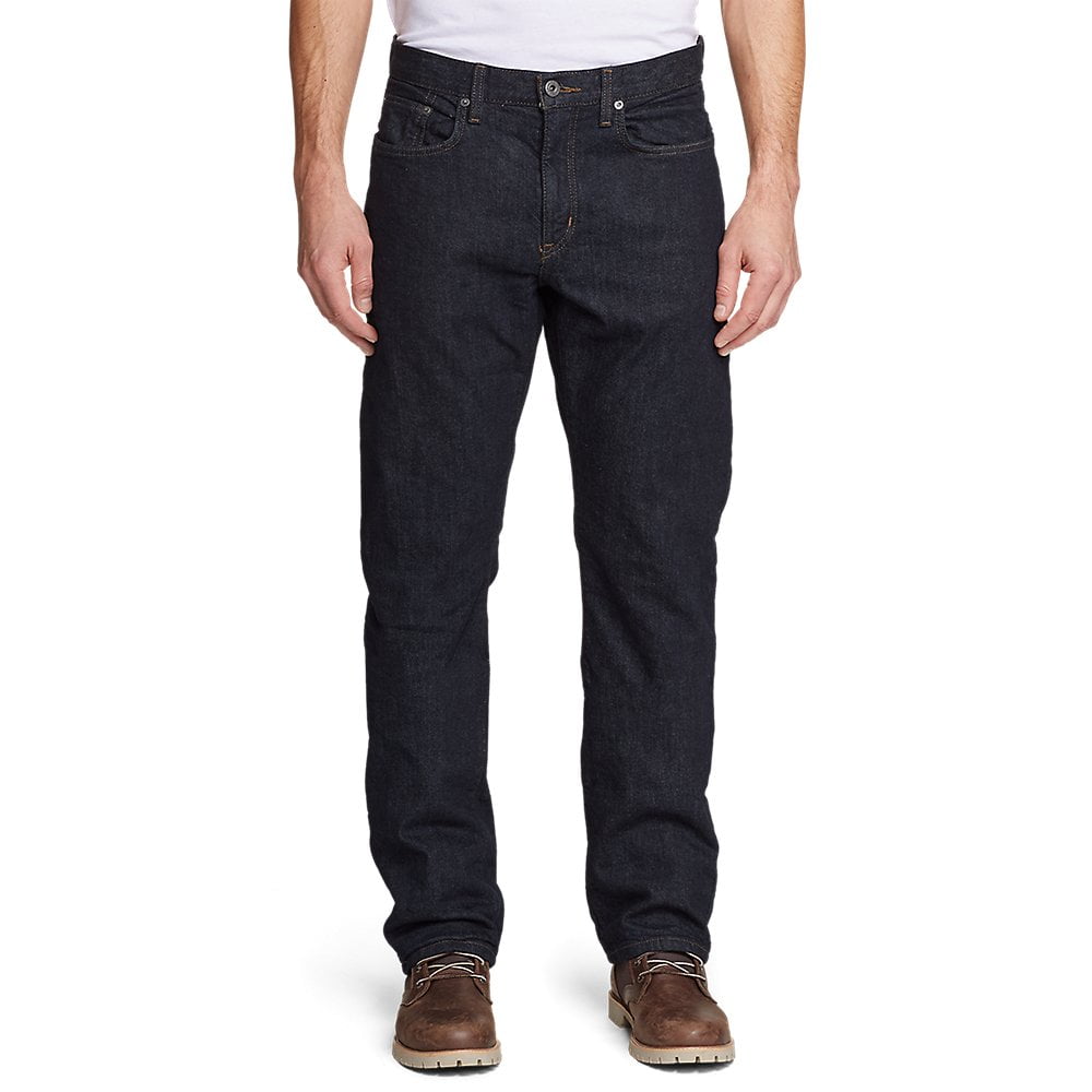 Eddie Bauer Men's Flannel-Lined Flex Jeans - Straight Fit, Deep Rinse 30/32  