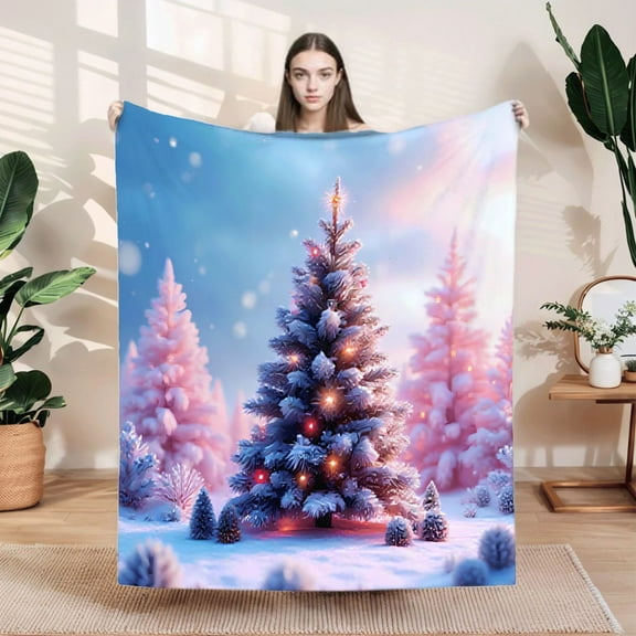 Cozy Soft Flannel Blanket - Durable Warm Throw for Sofa Travel & Bed - Elegant Snowflake Pattern Design for Winter Comfort