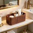 thumbnail image 5 of Toilet Tank Topper Paper Basket - Multiuse Hand Woven Plastic Wicker Basket for Organizing, Rustic Farmhouse Bathroom Decor, Countertop Organizer Storage, 5 of 7