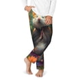 thumbnail image 2 of Wukai Colorful Flower Meditating Hamster Print Teenagers' Pajama Pant Sleep Pajama Lounge Pant PJ Bottoms with Pockets and Button Fly(Available in Big & Tall)-Small, 2 of 6