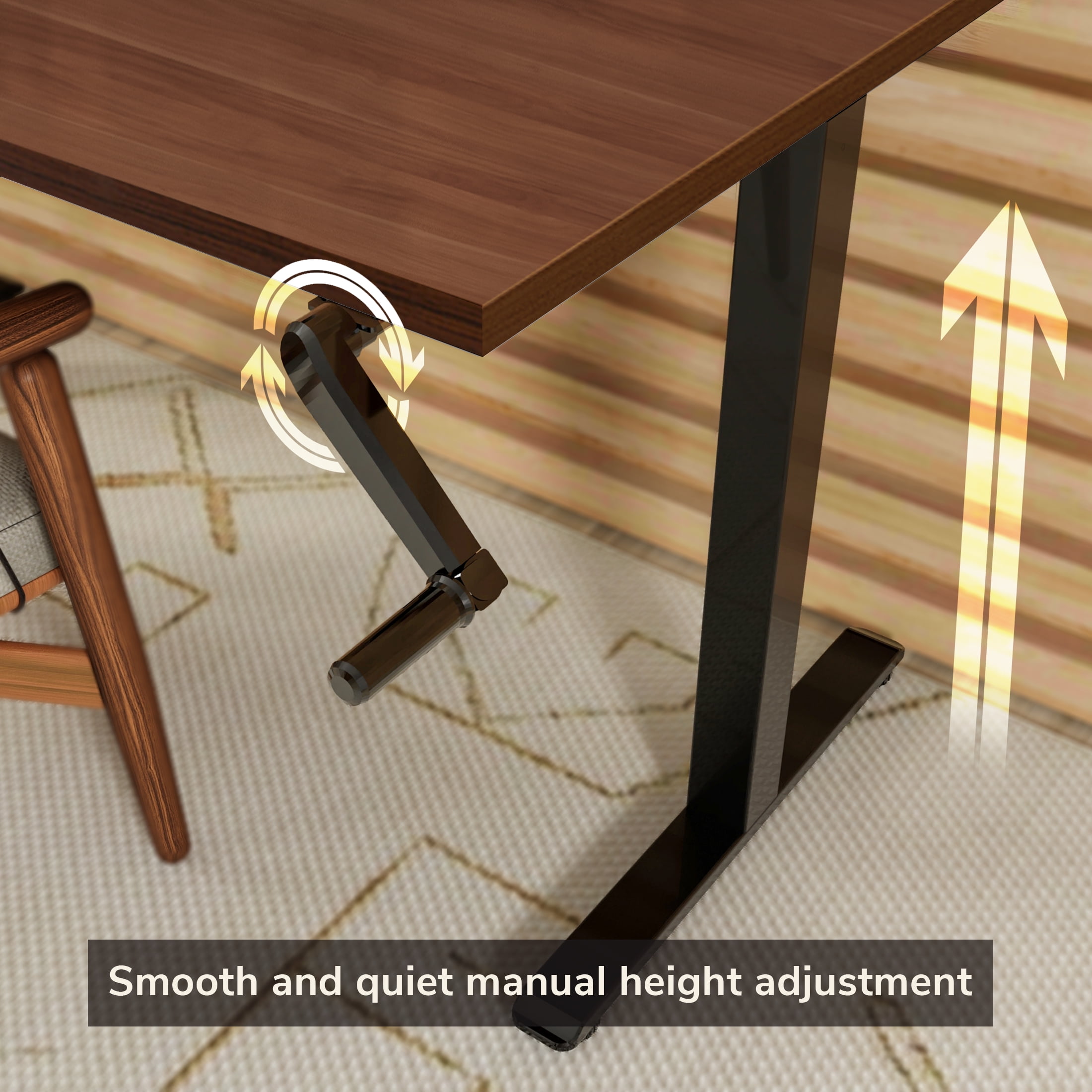 Mount-It! Hand Crank Standing Desk Frame with 55" Desktop, Brown