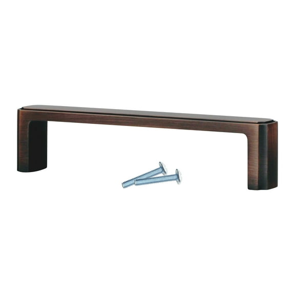 Transitional Style 5-1/32 Inch Center to Center, Brushed Oil-Rubbed Bronze, Cabinet Hardware Pull / Handle, Overall Length 5-1/2"