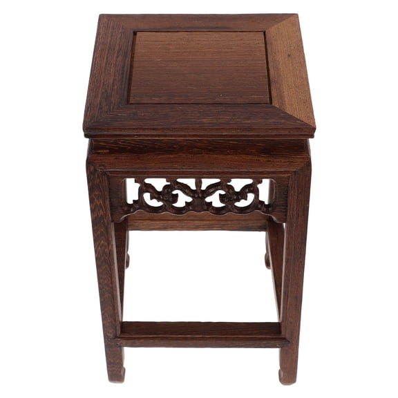 COMPUKAS Natural Wood Stool 1-Piece Wooden Bench Plant Stand for Indoor Home Decor and Garden Display