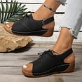 thumbnail image 7 of Ladies Daily Walking Open Toe Sandals, Slip On Low Platform Cushioned Footwear Spring Summer Casual Shoes Black 9.5, 7 of 7