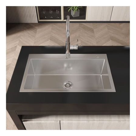 304 Stainless Steel Kitchen Sink 32x19x10 Inch, Single Bowl Drop-in Sink as picture
