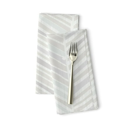 

Linen Cotton Canvas Dinner Napkins (Set of 2) - Herringbone Gray Modern Nursery Light Neutral Pastel Chevron Zigzag Triangle Mod Chic Geometric Print Cloth Dinner Napkins by Spoonflower
