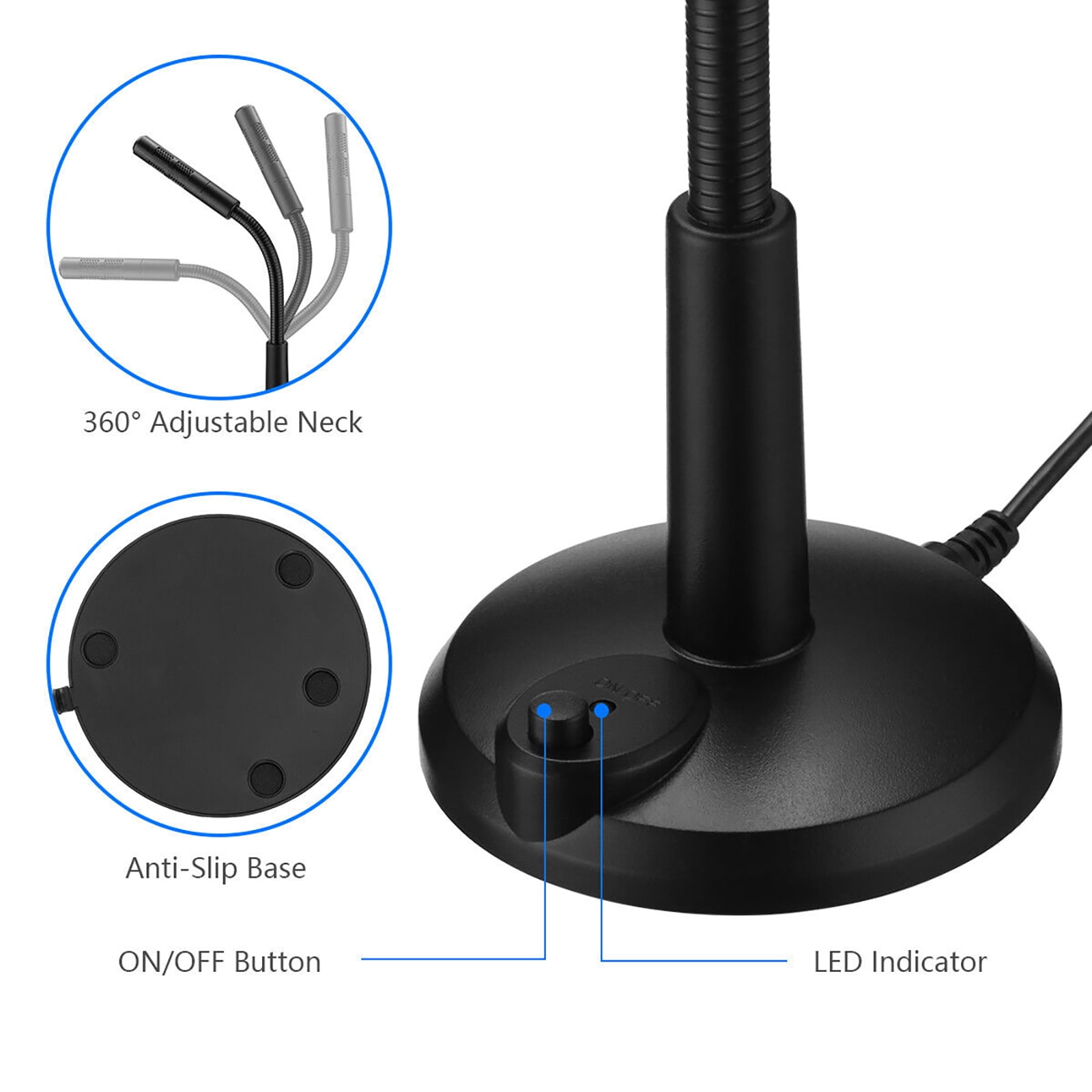 USB Microphone Voice Recording, Podcasting Chatting Mac PC Flexible Gooseneck for VoiceMaster