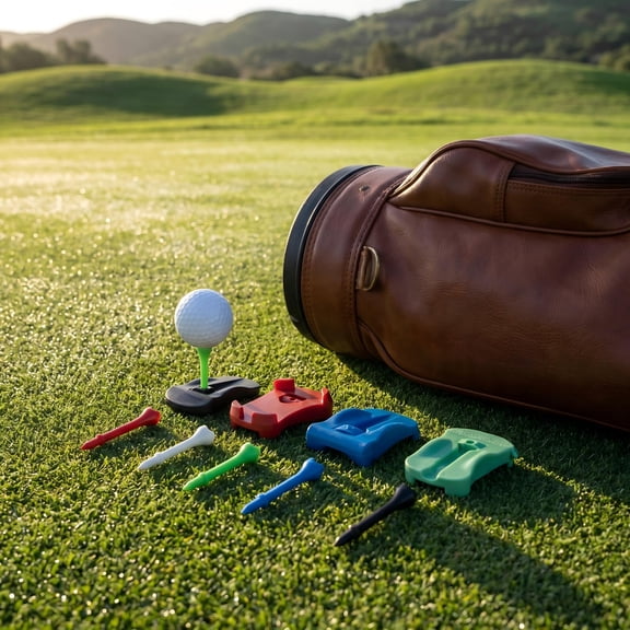 4PCS Turf Base V3, Hinged Turf Tee for Artificial Turf, Unbreakable Golf Tees for Simulator, Pre-Cut Tee Variety Packs & Golf Tee Holder for Artificial Turf, Indoor Outdoor Home Training