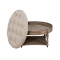thumbnail image 3 of GZXS Round Tufted Ottoman Coffee Table with Hidden Storage, 31.5" Upholstered Linen Footstool with Wood Legs, 2-Tier Center Table for Living Room (Gray+Khaki), 3 of 9