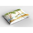 thumbnail image 2 of Ambesonne Tropical Pillow Sham 2 Pack, Sandy Beach and Palm Trees, 36"x20", Pale Brown Fern Green, 2 of 3