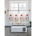thumbnail image 2 of Red Flower Tier Curtains 24 Inch Length,Sheer Curtains for Bedroom Living Room Window Botanical Blue Plant Pink Garden Poppy Floral Small Half Window Kitchen Curtains & Drapes 27.5"x24" 2 Panels, 2 of 6