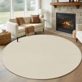 thumbnail image 2 of Ivory White Large Area Rugs for Bedroom Living Room, Soft Non Slip Carpet Bedside Rug, Modern Pure Ivory White Round Floor Cover Kitchen Accent Rug 7' for Dining Room/Office, 2 of 9