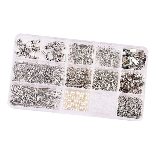 Kit de Suministros para Hacer Aretes, Ganchos para Aretes, Cadena de 2M, Cierres de Langosta, Juego de Búsqueda de Aretes para Manualidades, Pulseras, Argén