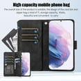 thumbnail image 3 of Phone Case for Samsung Galaxy S21 Plus S21+ 5G Wallet Cover With Tempered Glass Screen Protector and Flip Zipper Credit Card Holder Slot Stand Cell S21+5G S21plus 21S + S 21 21+ G5 Women Men Black, 3 of 13