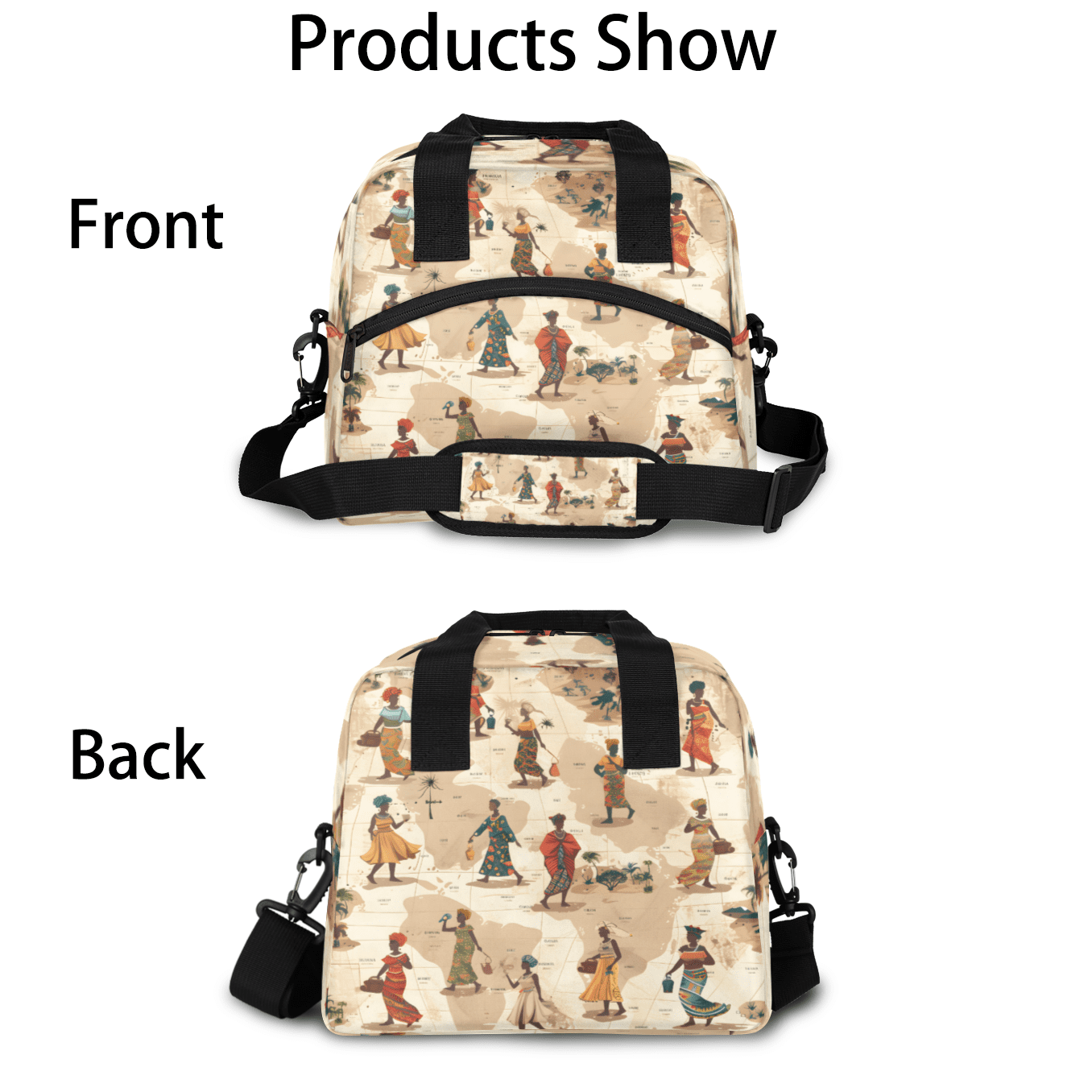 Herdesigns African American Insulated Lunch Bag for Women Men Adults Large Reusable Lunch Box Black Woman Leakproof Cooler Tote Bags with Adjustable Shoulder Strap