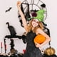 thumbnail image 4 of Sombrero de bruja para fiesta de Halloween, con encaje, para la cara, de tafetán de poliéster, 4 of 6