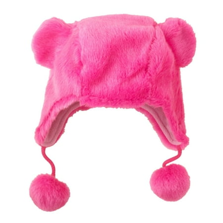 CP Girls Neon Pink Fur Trapper Hat Critter Style Beanie L/XL