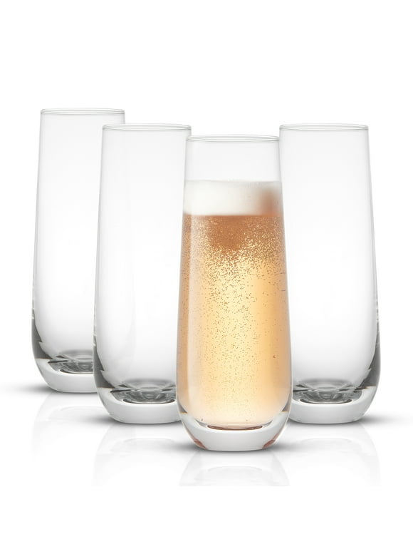 JoyJolt Milo Stemless Champagne Flutes Set of 4 9.4oz Champagne Glasses Mimosa Glasses Set