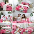 thumbnail image 5 of Christmas Snowman Bedding Duvet Cover Set Twin Size 4 Pieces Winter Ball Snowflake Pink Decoration Bedding Set with Zipper Closure, 1 Comforter Cover 68x86 Inches 1 Flat Sheet & 2 Pillow Cases, 5 of 7