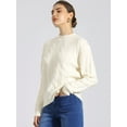 thumbnail image 3 of DARING DIVA Long Sleeve Pullover Tops Knit Crew Neck Sweater L White, 3 of 6