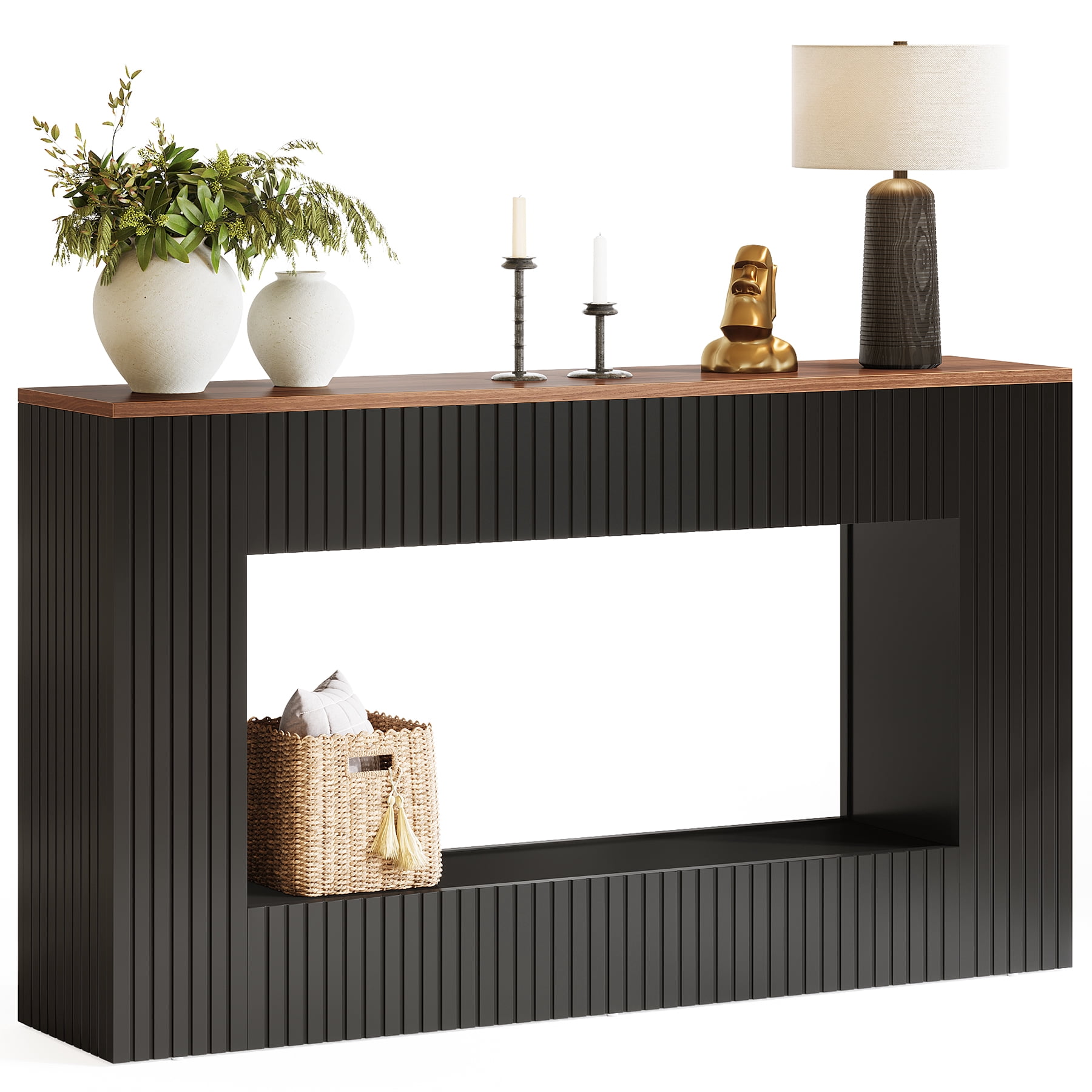 Tribesigns Modern Console Table, 55-Inch Wood Entryway Table with Storage, Narrow Long Sofa Table Behind Couch Table for Living Room, Foyer, Hallway, Black