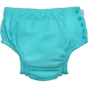 i play by Green Sprouts Reusable, Eco Snap Swim Diaper with Gussets, UPF 50+, Aqua, 5TD